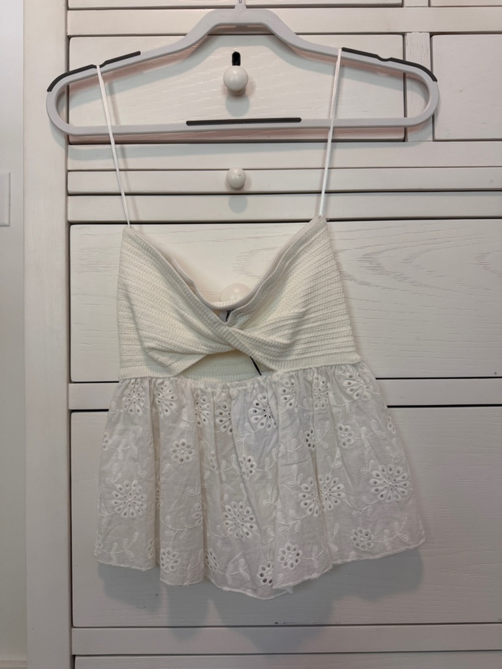 NWT Princess Polly Eyelet Crochet Babydoll Strapless Top